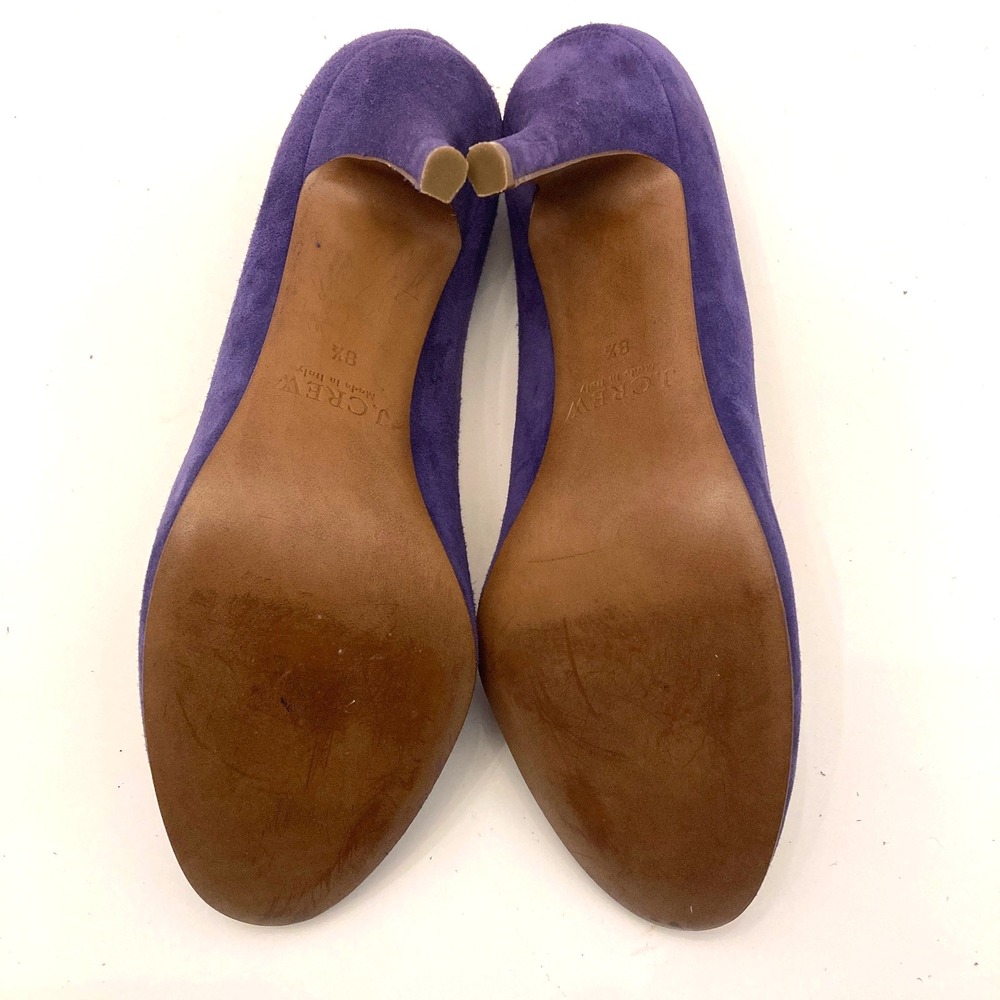J. Crew Suede Pumps Purple Leather Womens 8.5 Stiletto Round Toe‎ Made Italy - Picture 10 of 11